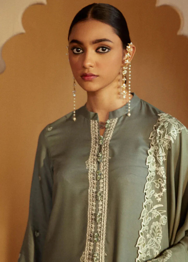 Cross Stitch Embroidered Marina Suits Unstitched 3 Piece CS24W Olive Garden - Winter Collection