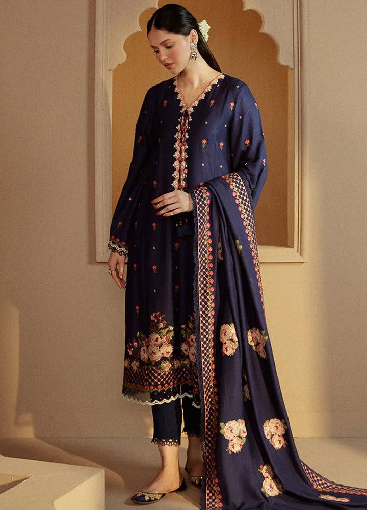 Cross Stitch Embroidered Marina Suits Unstitched 3 Piece CS24W Sapphire Bliss - Winter Collection