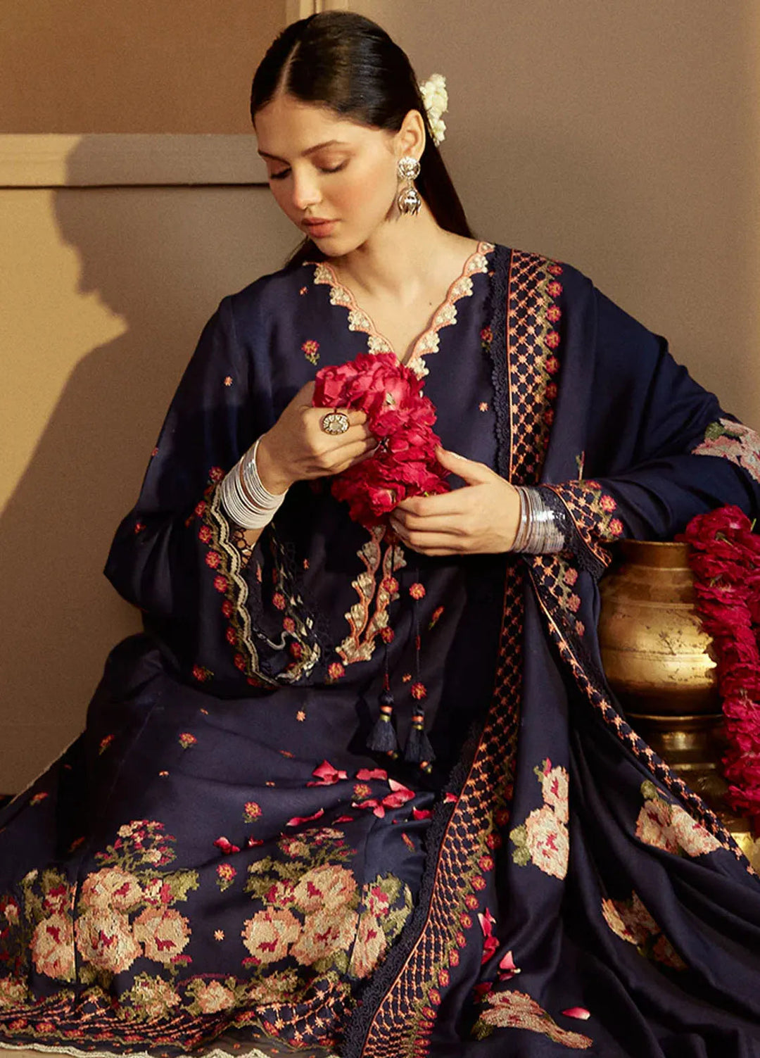 Cross Stitch Embroidered Marina Suits Unstitched 3 Piece CS24W Sapphire Bliss - Winter Collection