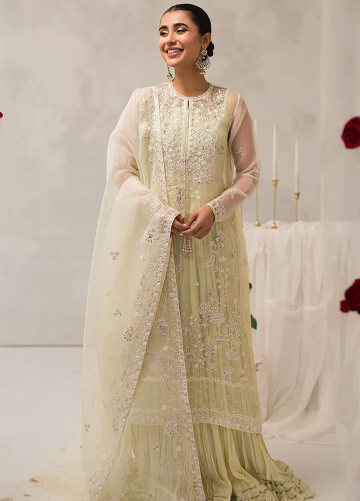 Cross Stitch Embroidered Organza Suits Unstitched 4 Piece CS24LA Pearl Mist - Luxury Collection