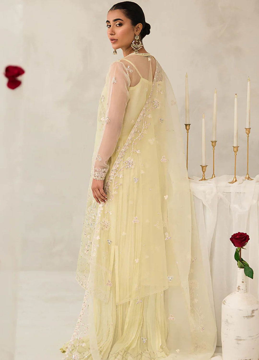 Cross Stitch Embroidered Organza Suits Unstitched 4 Piece CS24LA Pearl Mist - Luxury Collection