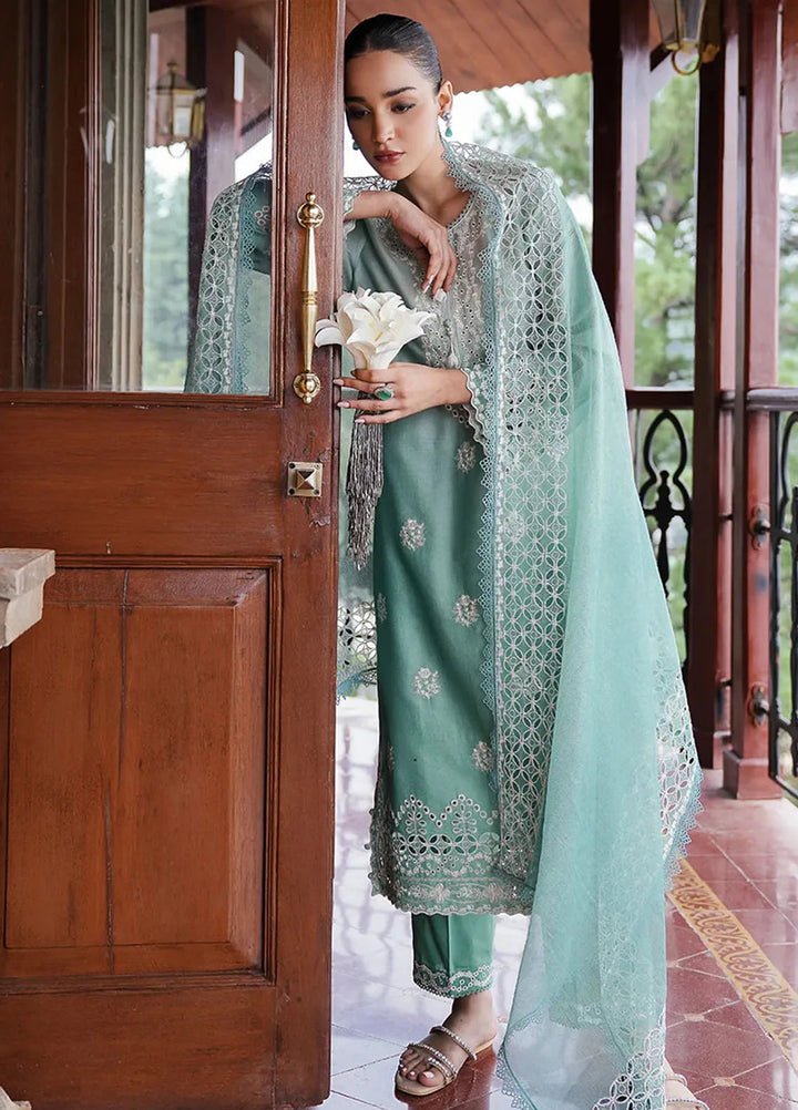 Cross Stitch Embroidered Satin Suit Unstitched 3 Piece CS24S Aqua Melody - Luxury Collection