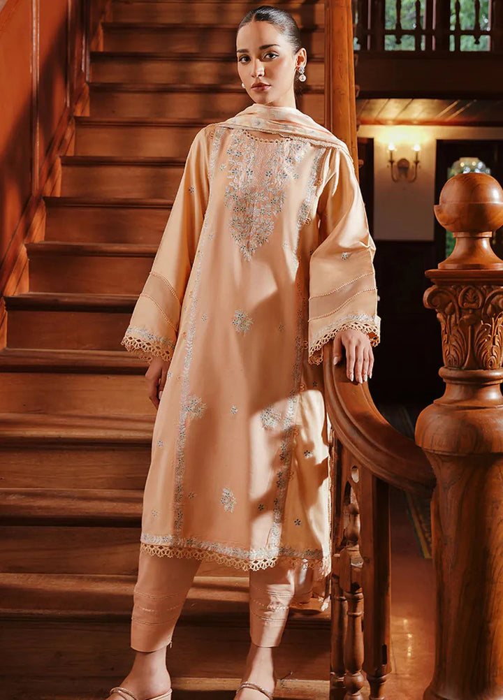 Cross Stitch Embroidered Satin Suit Unstitched 3 Piece CS24S Coral Charm - Luxury Collection