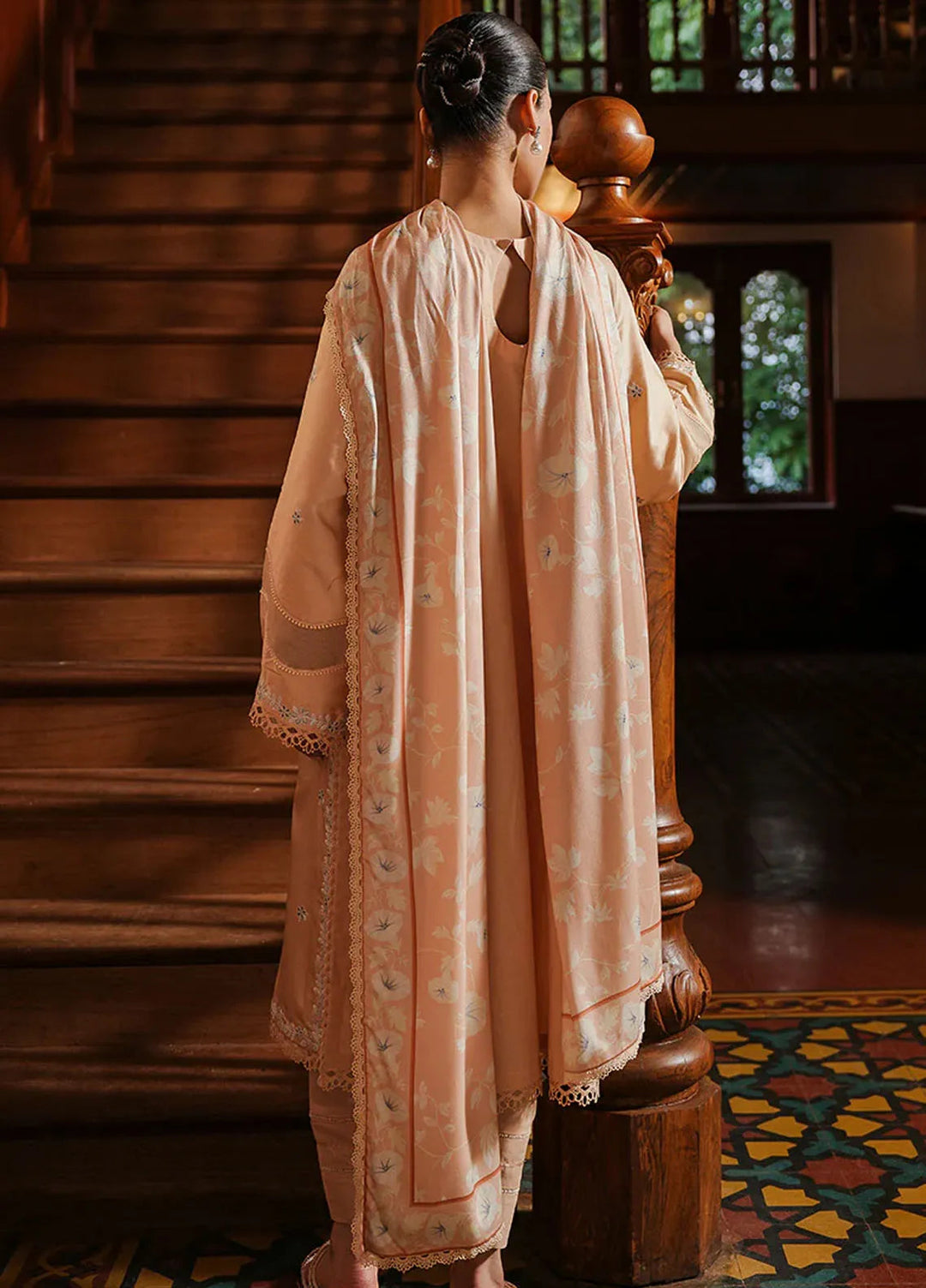 Cross Stitch Embroidered Satin Suit Unstitched 3 Piece CS24S Coral Charm - Luxury Collection