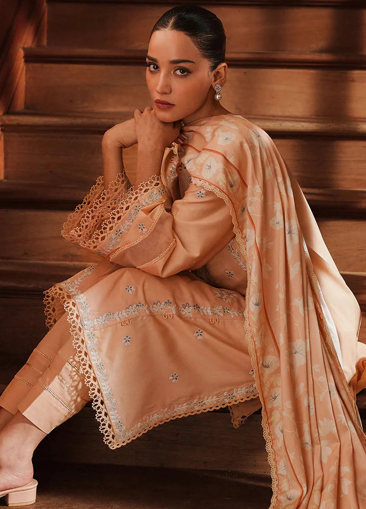 Cross Stitch Embroidered Satin Suit Unstitched 3 Piece CS24S Coral Charm - Luxury Collection