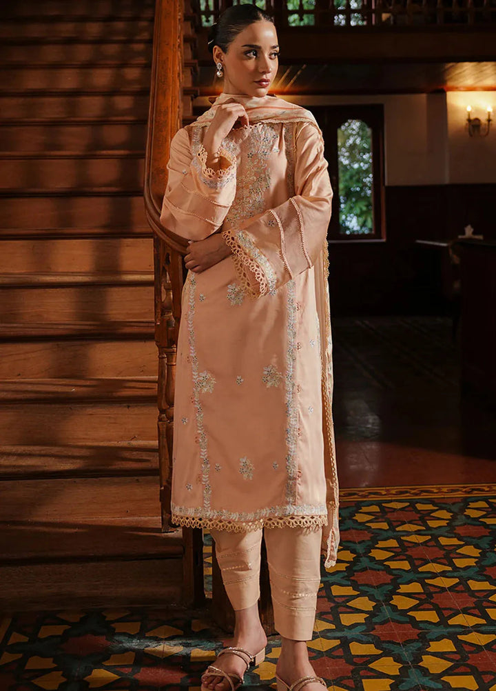 Cross Stitch Embroidered Satin Suit Unstitched 3 Piece CS24S Coral Charm - Luxury Collection