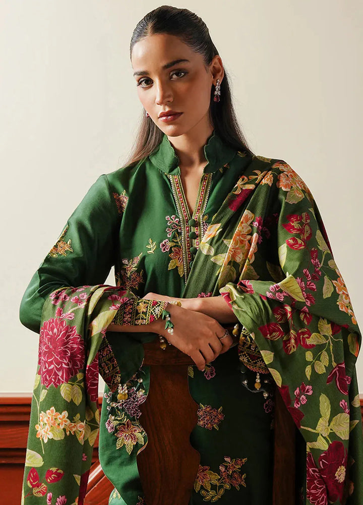 Cross Stitch Embroidered Satin Suit Unstitched 3 Piece CS24S Green Oasis - Luxury Collection