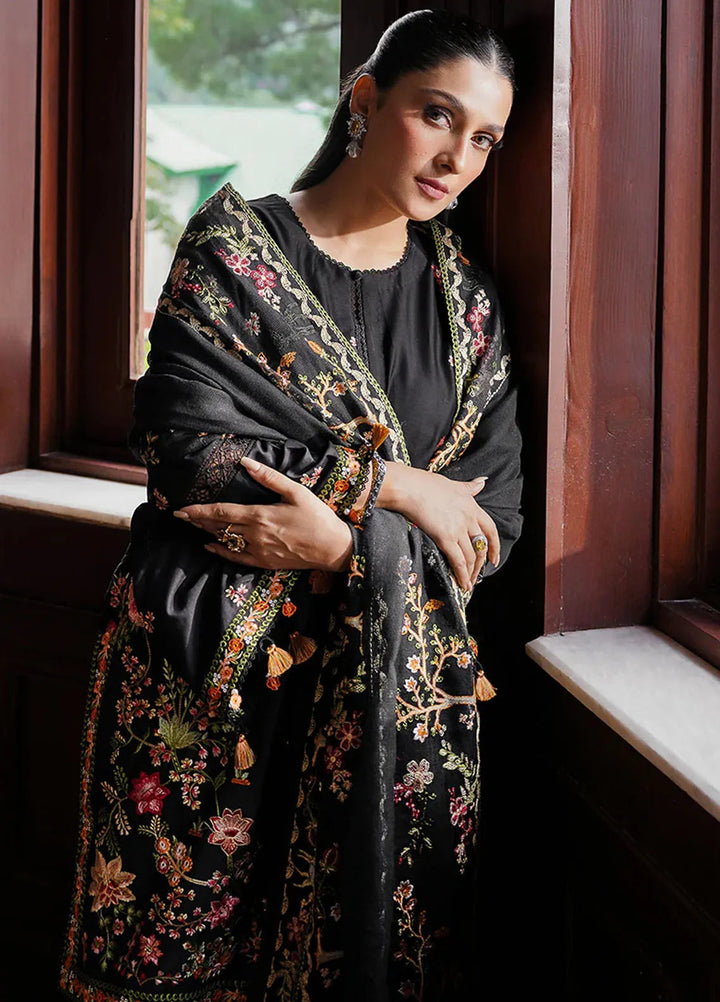 Cross Stitch Embroidered Satin Suit Unstitched 3 Piece CS24S Raven Blossom - Luxury Collection