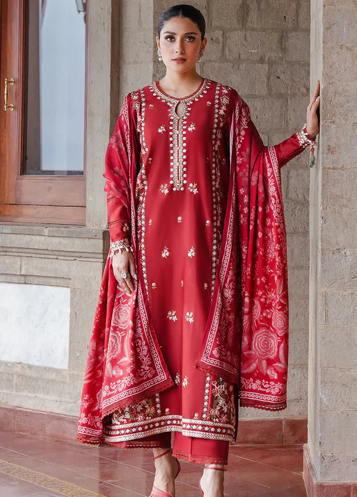 Cross Stitch Embroidered Satin Suit Unstitched 3 Piece CS24S Ruby Whisper - Luxury Collection