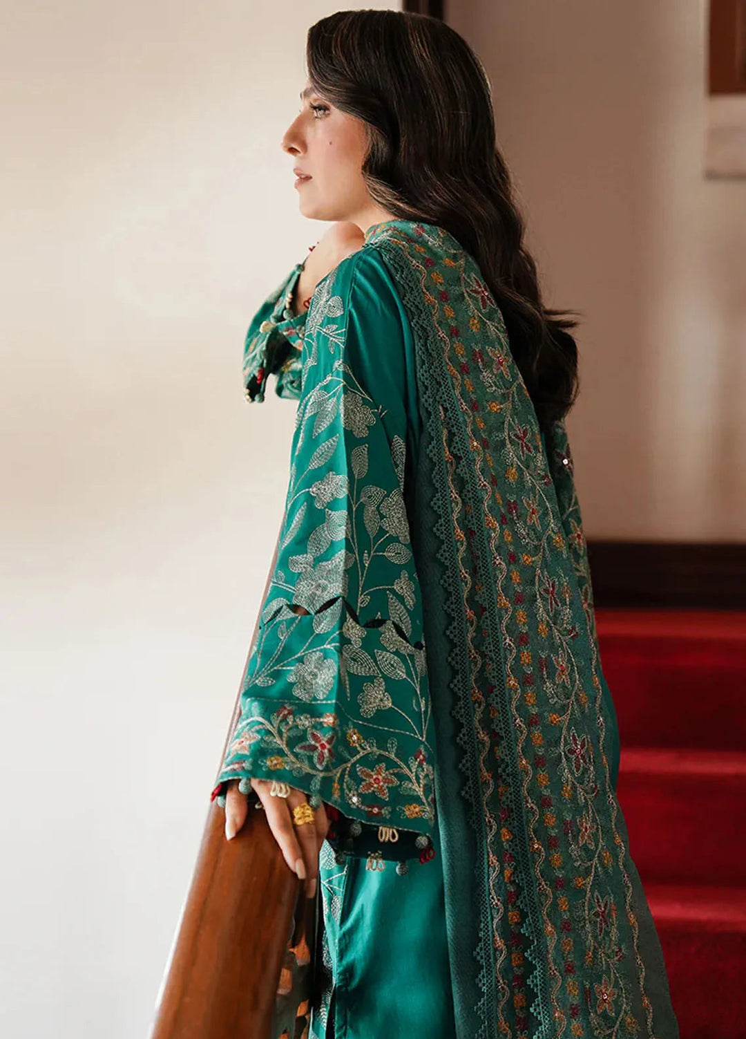 Cross Stitch Embroidered Satin Suit Unstitched 3 Piece CS24S Verdant Haven - Luxury Collection