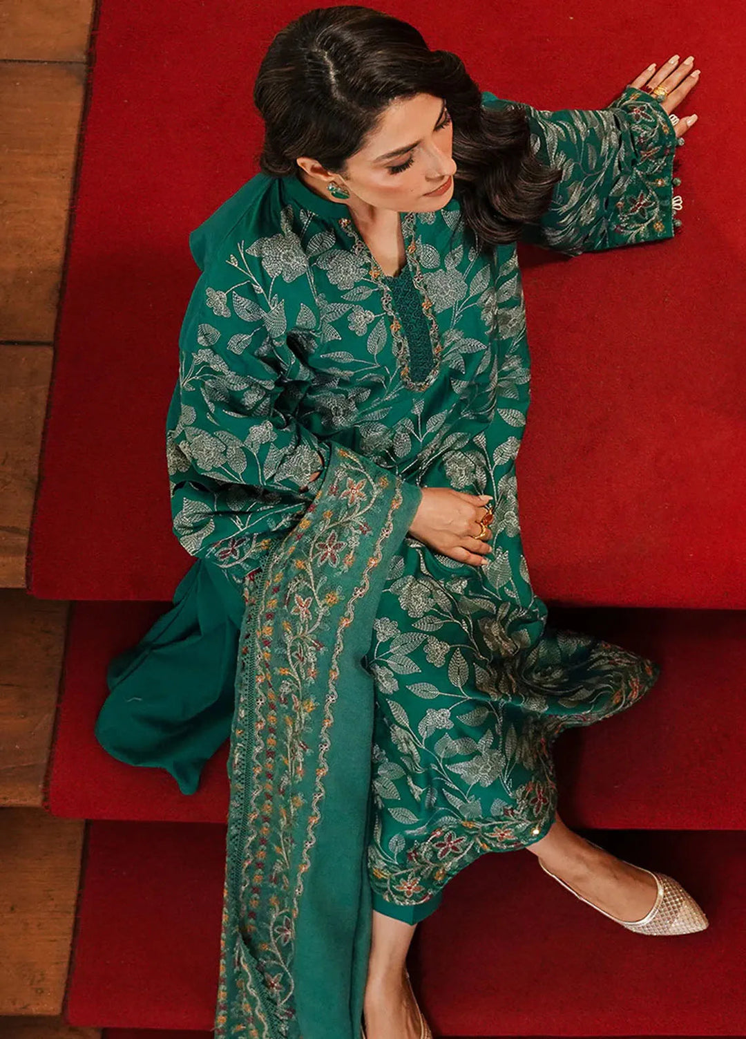 Cross Stitch Embroidered Satin Suit Unstitched 3 Piece CS24S Verdant Haven - Luxury Collection