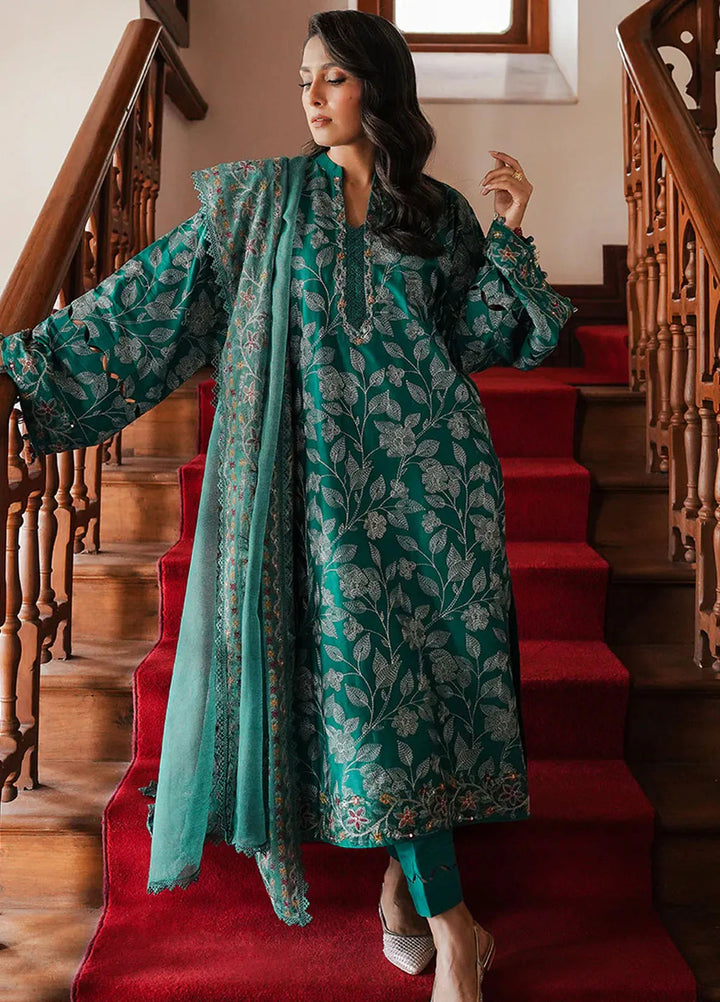 Cross Stitch Embroidered Satin Suit Unstitched 3 Piece CS24S Verdant Haven - Luxury Collection