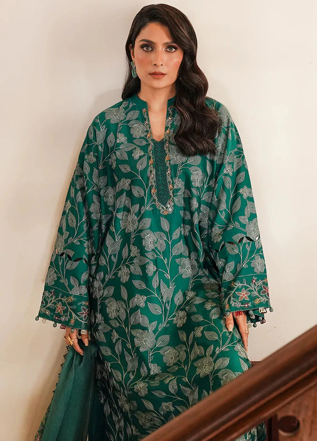 Cross Stitch Embroidered Satin Suit Unstitched 3 Piece CS24S Verdant Haven - Luxury Collection