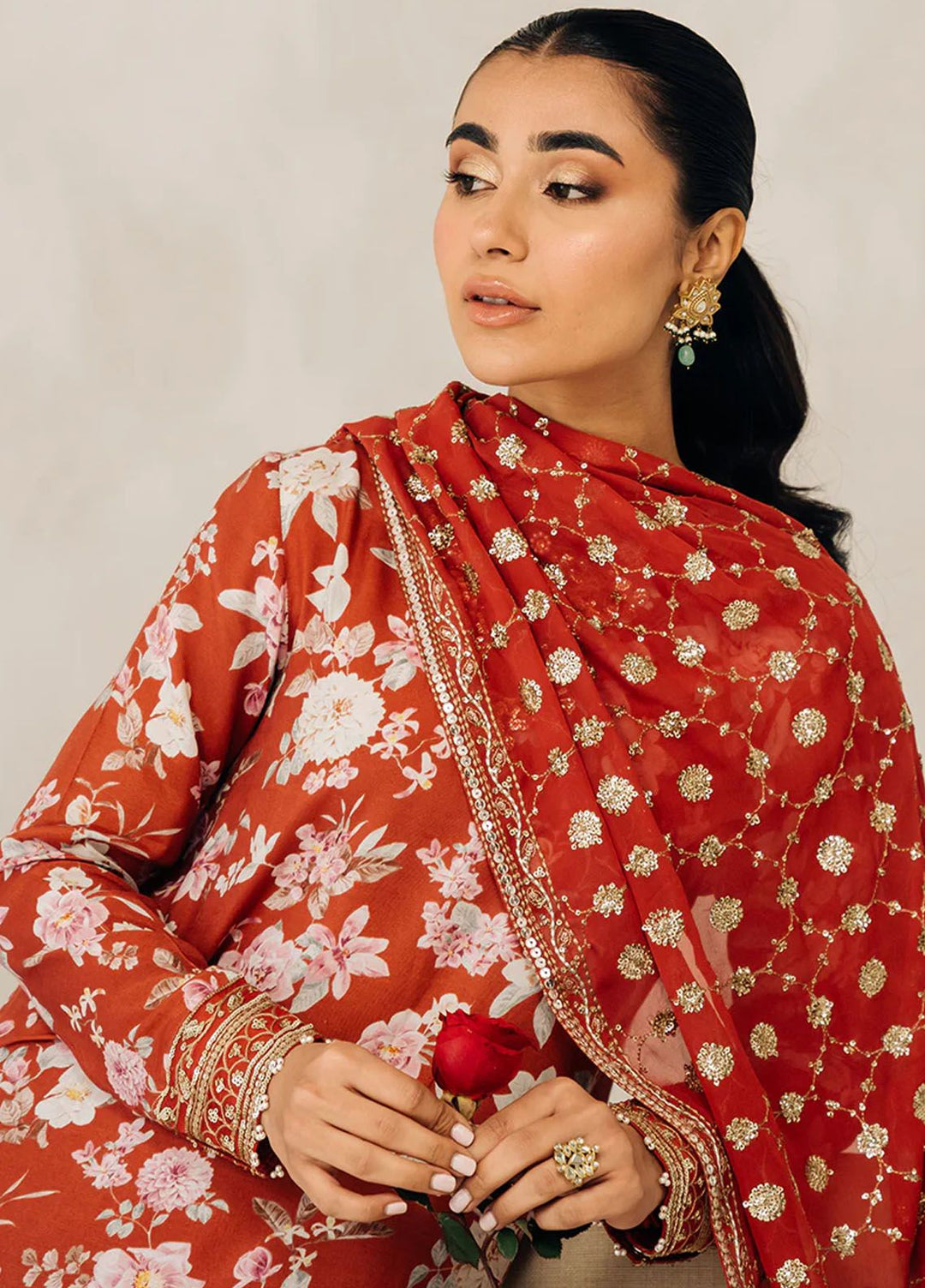 Cross Stitch Embroidered Silk Suits Unstitched 3 Piece CS24LA Crimson Glow - Luxury Collection
