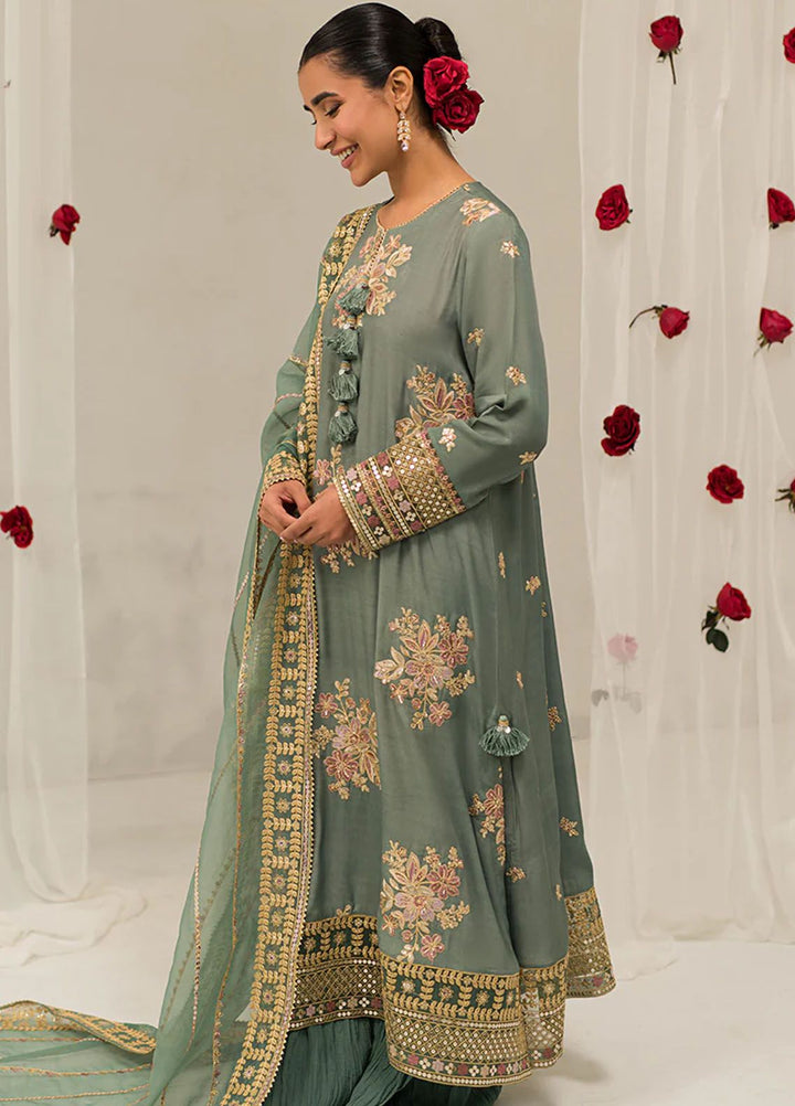 Cross Stitch Embroidered Silk Suits Unstitched 3 Piece CS24LA Garland Sage - Luxury Collection