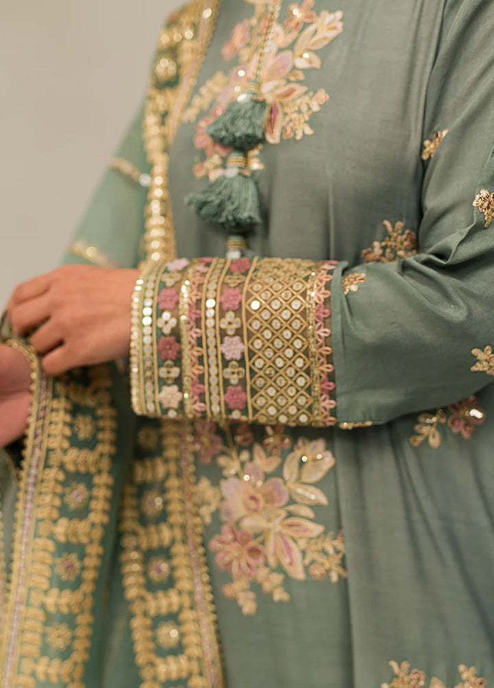 Cross Stitch Embroidered Silk Suits Unstitched 3 Piece CS24LA Garland Sage - Luxury Collection