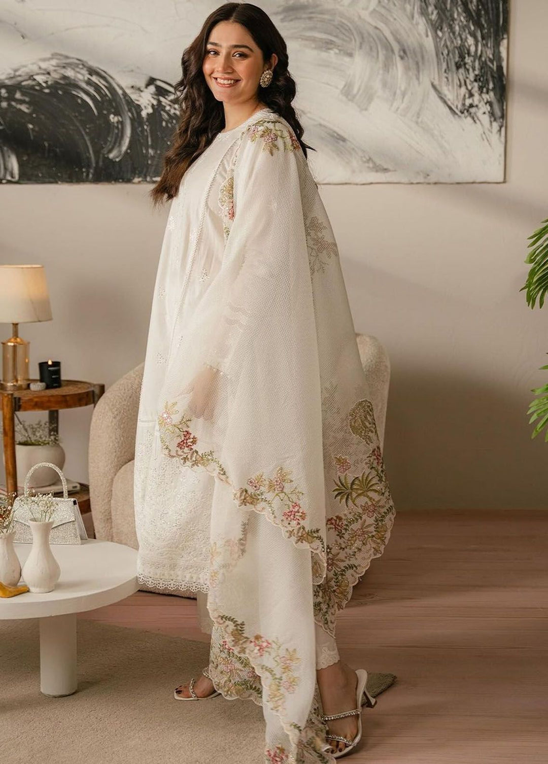 Cross Stitch Embroidered Lawn Suits Unstitched 3 Piece CS24EL D-02 Sylvane Flare - Eid Collection