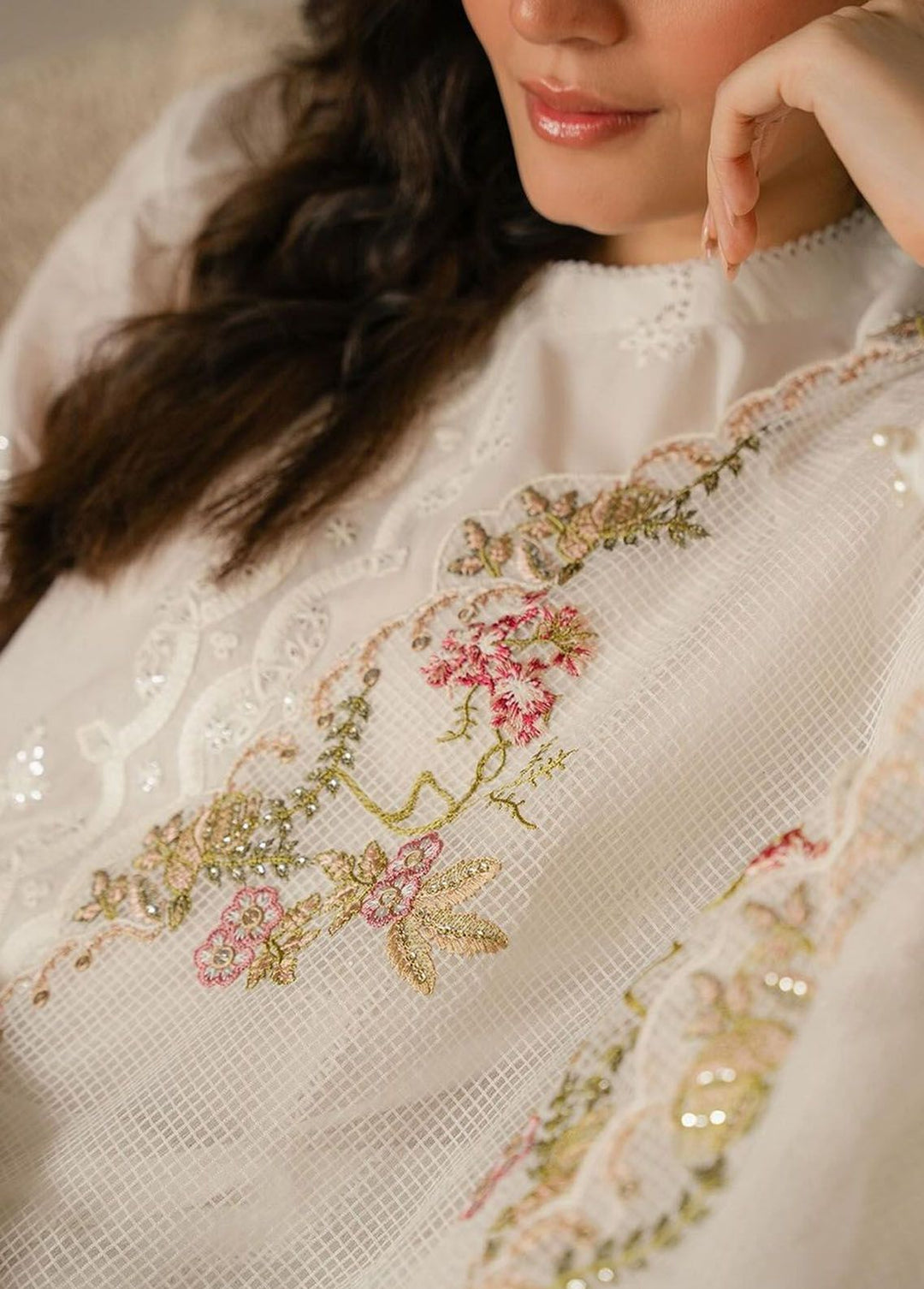 Cross Stitch Embroidered Lawn Suits Unstitched 3 Piece CS24EL D-02 Sylvane Flare - Eid Collection