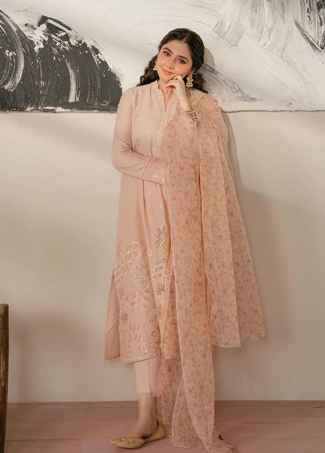 Cross Stitch Embroidered Lawn Suits Unstitched 3 Piece CS24EL D-03 Pastel Fusion - Eid Collection