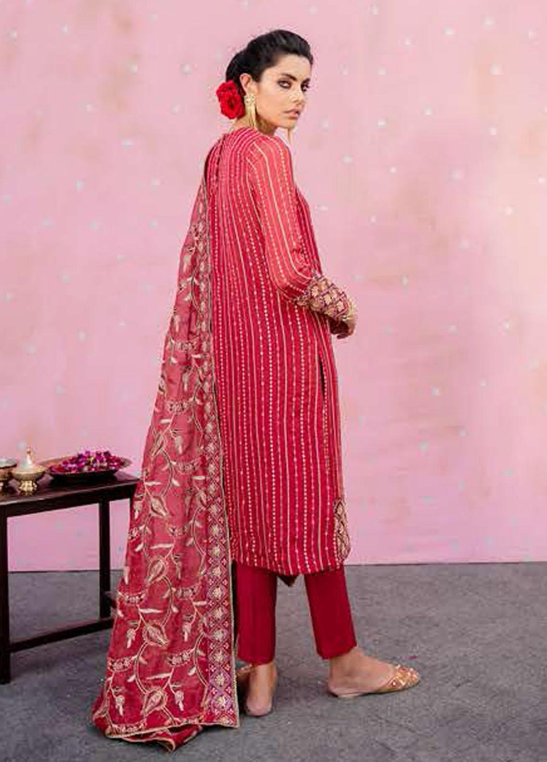 Luxe Atelier By Cross Stitch Embroidered Chiffon Suits Unstitched 4 Piece CS22LX 02 CARNELIAN AMBER - Luxury Collection