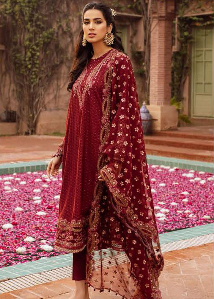 Luxe Atelier By Cross Stitch Embroidered Net Suits Unstitched 4 Piece CS22LA 03 BAGUETTE SIENA - Luxury Collection