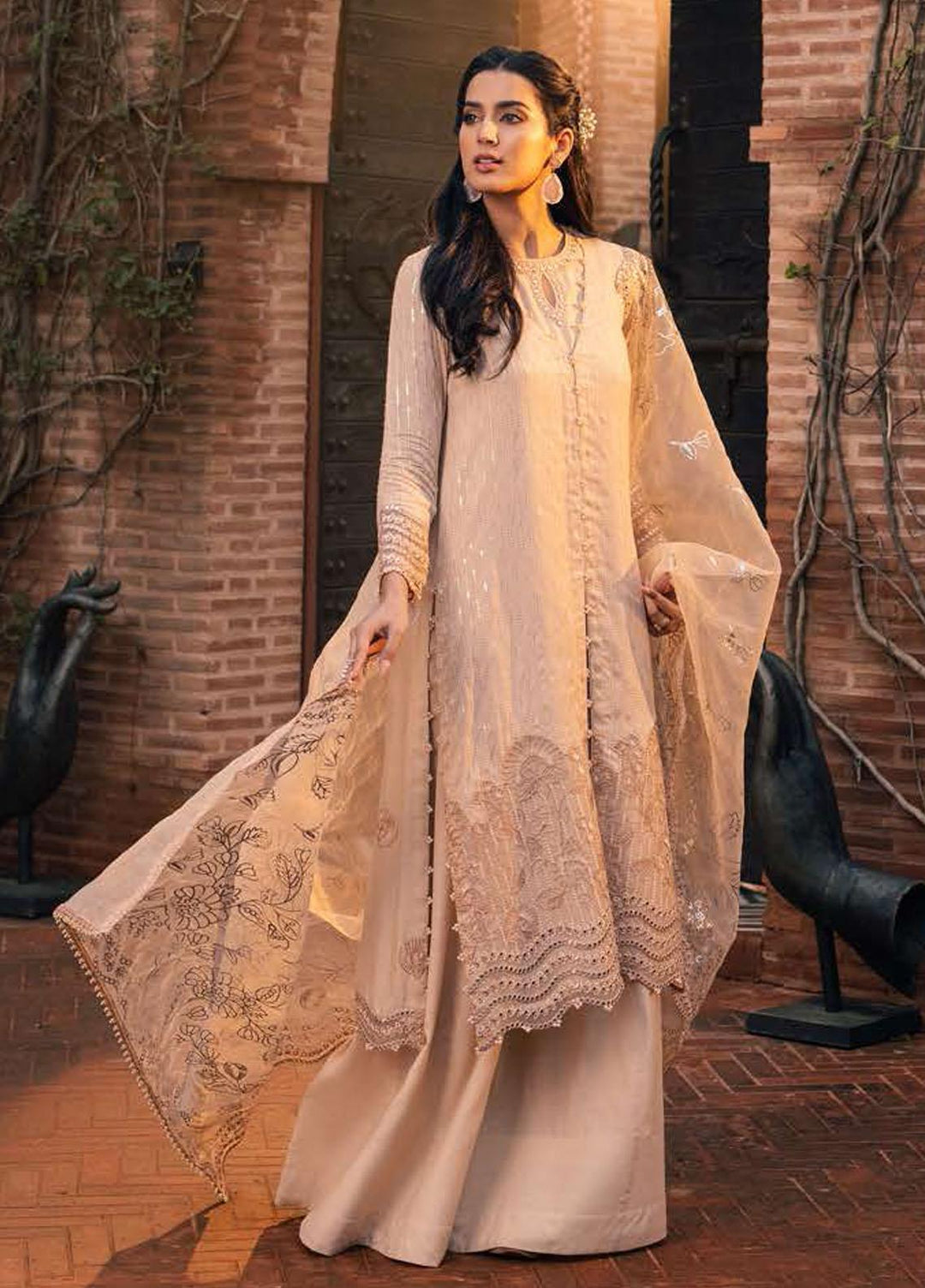 Luxe Atelier By Cross Stitch Embroidered Net Suits Unstitched 4 Piece CS22LA 06 DEW STRIA - Luxury Collection