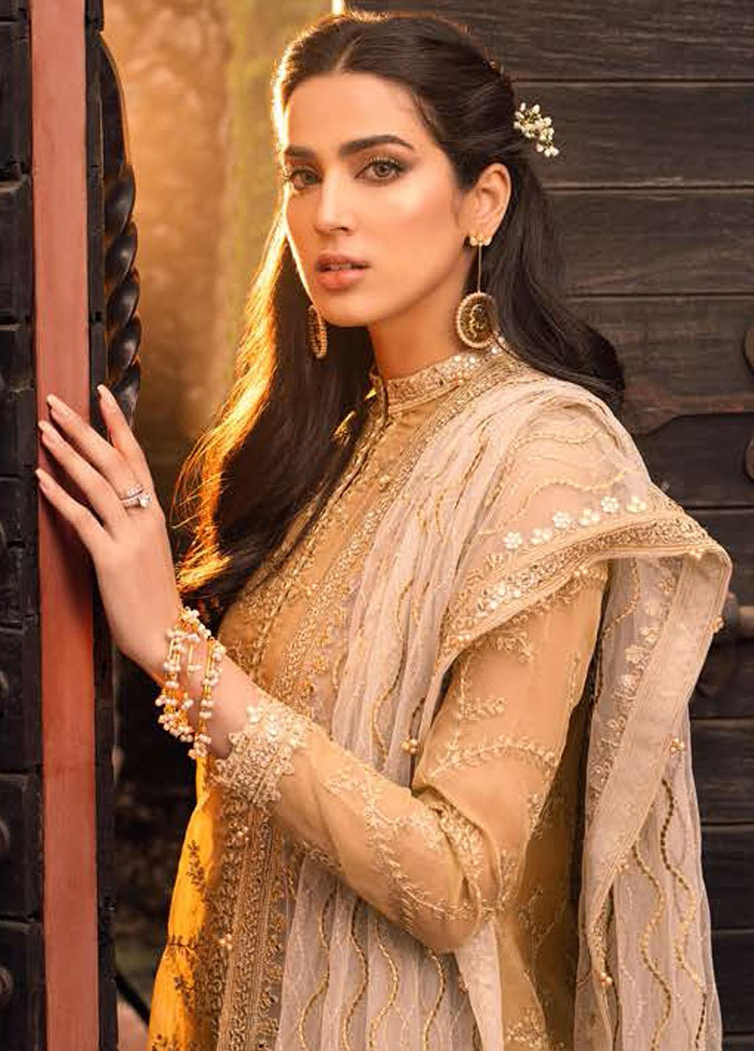 Luxe Atelier By Cross Stitch Embroidered Organza Suits Unstitched 4 Piece CS22LA 08 STERLING PEARL - Luxury Collection