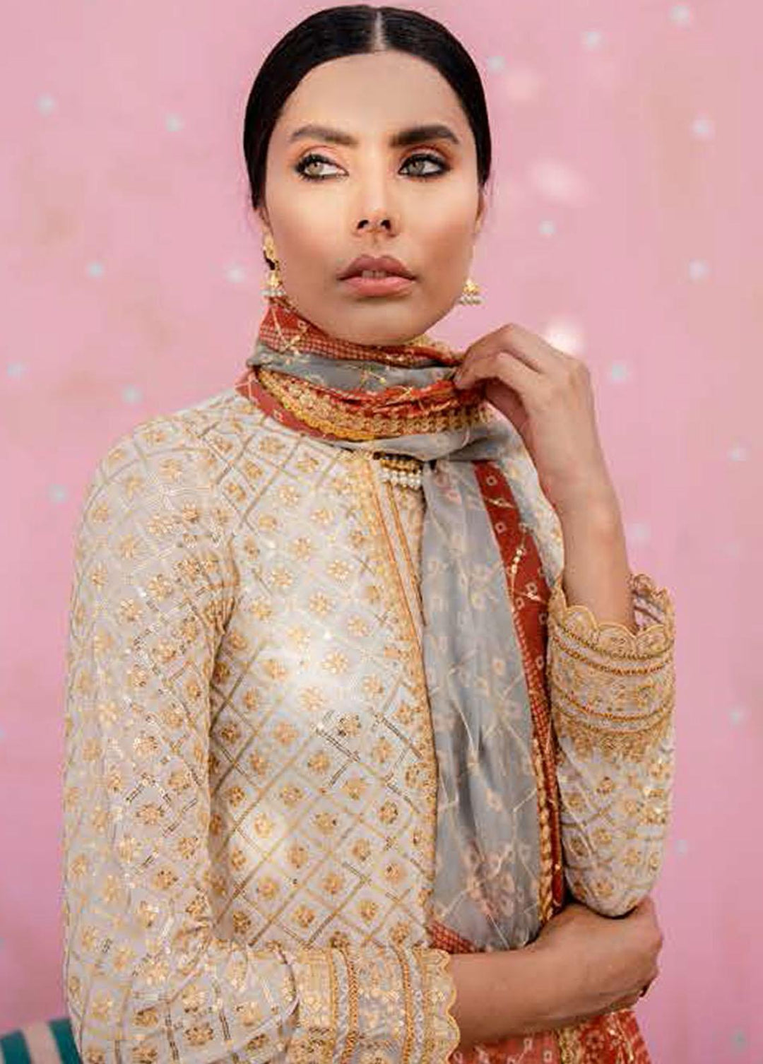 Luxe Atelier By Cross Stitch Embroidered Chiffon Suits Unstitched 4 Piece CS22LX 08 WHIMSICAL SUEDE - Luxury Collection