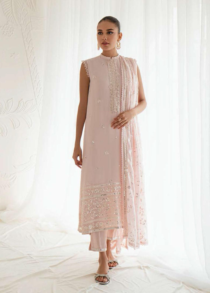Luxe Atelier By Cross Stitch Embroidered Chiffon Suits Unstitched 4 Piece CS23LA 01 Shell Pink - Luxury Collection
