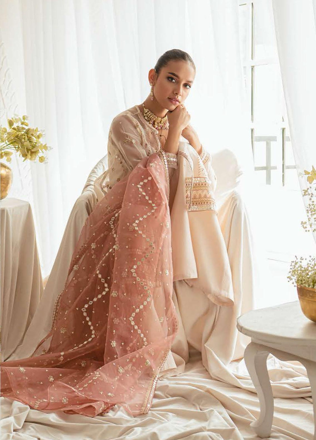 Luxe Atelier By Cross Stitch Embroidered Organza Suits Unstitched 4 Piece CS23LA 02 Dreamy Tint - Luxury Collection