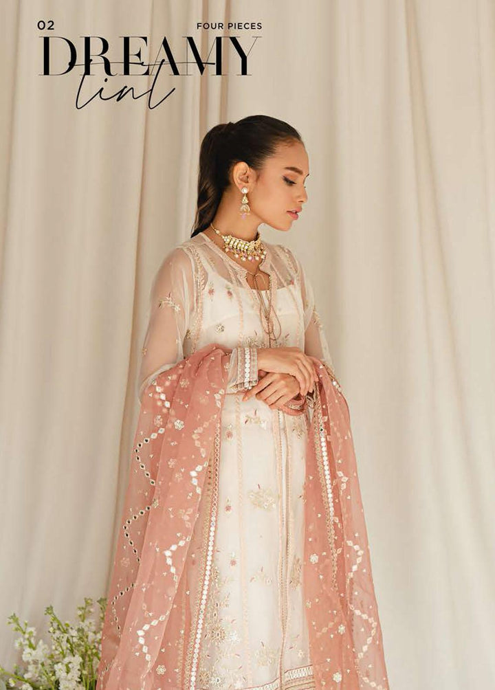 Luxe Atelier By Cross Stitch Embroidered Organza Suits Unstitched 4 Piece CS23LA 02 Dreamy Tint - Luxury Collection