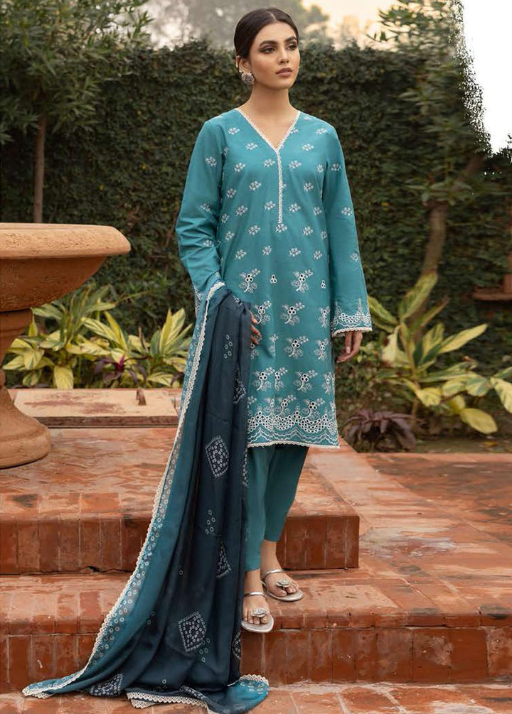 Mahiri By Cross Stitch Embroidered Lawn Suits Unstitched 3 Piece CS22M 02 Teal Bloom - Summer Collection
