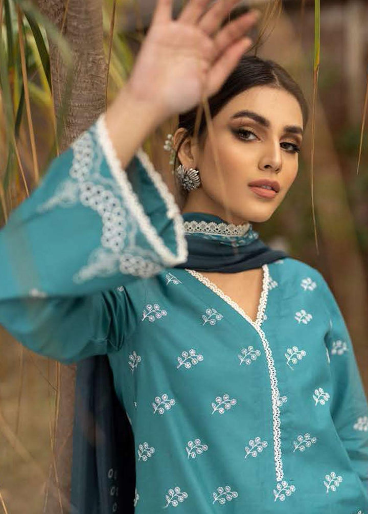 Mahiri By Cross Stitch Embroidered Lawn Suits Unstitched 3 Piece CS22M 02 Teal Bloom - Summer Collection