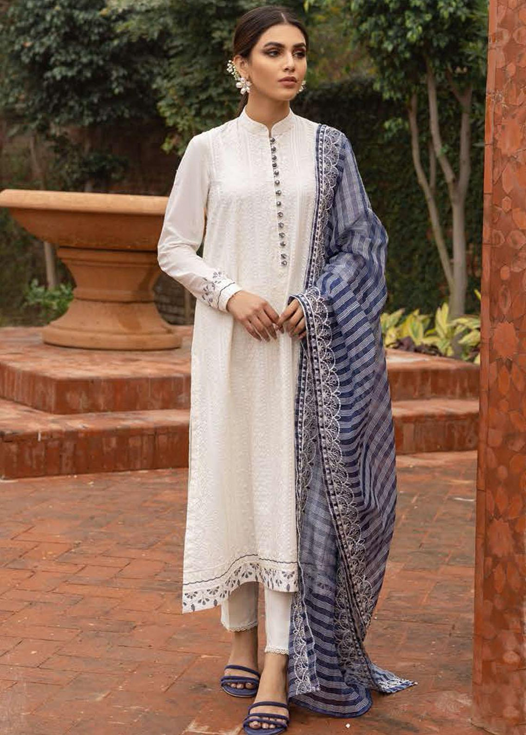 Mahiri By Cross Stitch Embroidered Lawn Suits Unstitched 3 Piece CS22M 03 Pearl Hues - Summer Collection