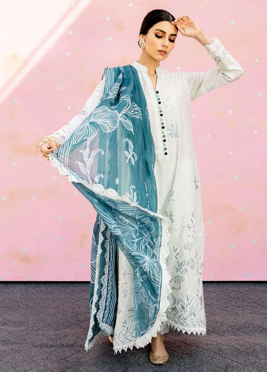 Mahiri By Cross Stitch Embroidered Lawn Suits Unstitched 3 Piece CS22-M2 03 Cameo Frost - Summer Collection