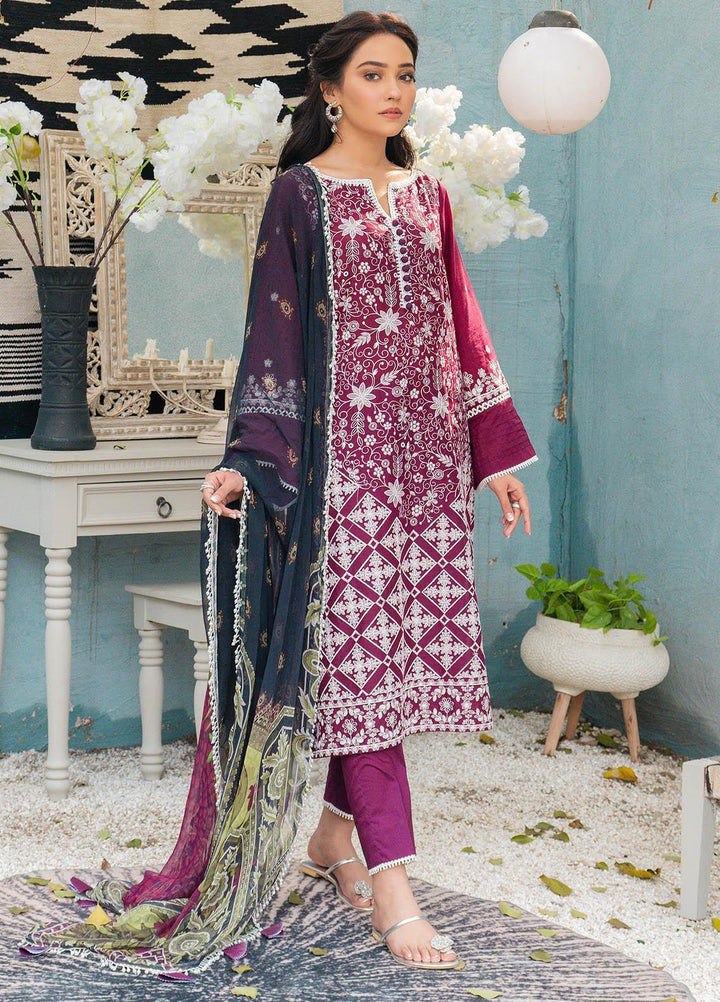 Mahiri By Cross Stitch Embroidered Lawn Suits Unstitched 3 Piece CS21M 01 Amaranth Fresco - Summer Collection