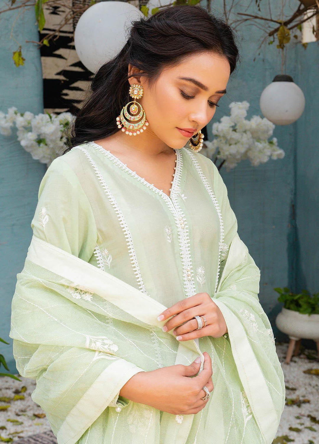 Mahiri By Cross Stitch Embroidered Lawn Suits Unstitched 3 Piece CS21M 02 Celedon Florituna - Summer Collection
