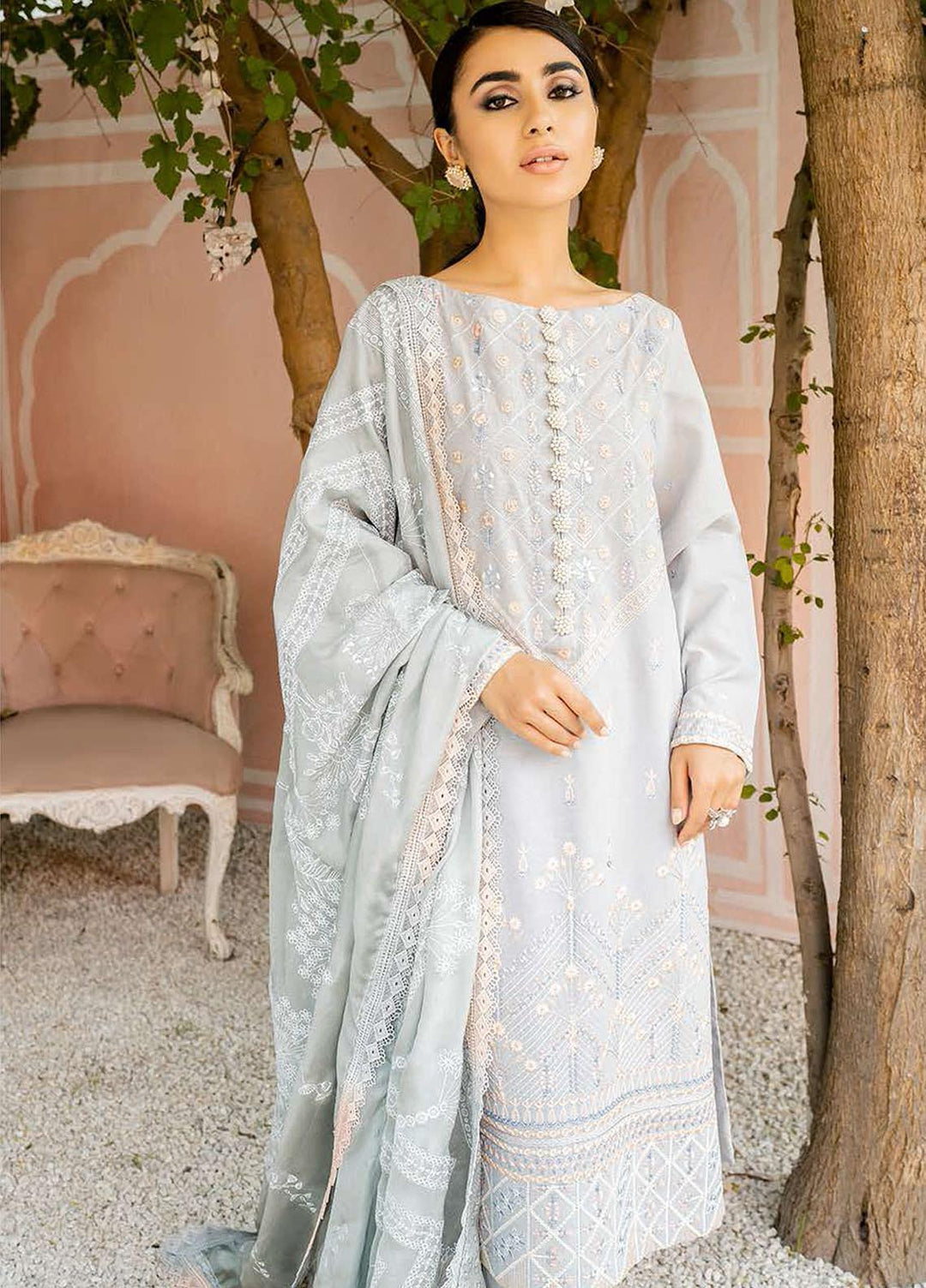 Mahiri By Cross Stitch Embroidered Lawn Suits Unstitched 3 Piece CS21-M2 02 Effluvium Dew - Summer Collection