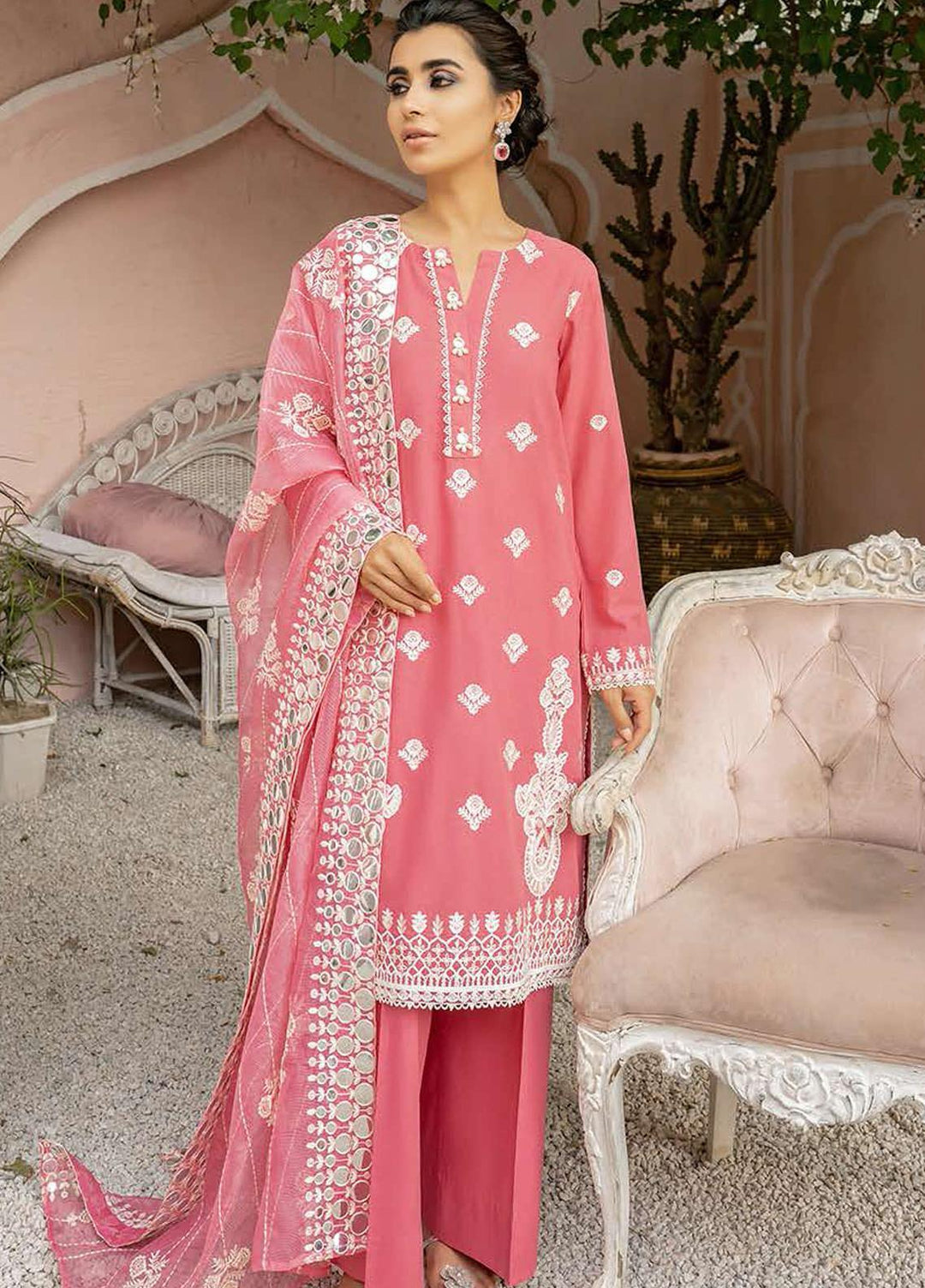 Mahiri By Cross Stitch Embroidered Lawn Suits Unstitched 3 Piece CS21-M2 03 Ballet Roseate - Summer Collection