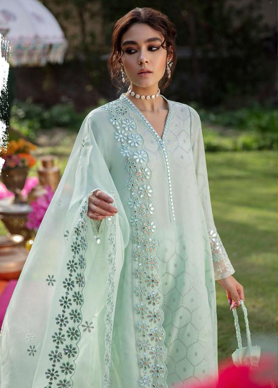 Mehrbano By Cross Stitch Embroidered Lawn Suits Unstitched 3 Piece CS22ME 01 SEEM ZAMURD - Premium Collection