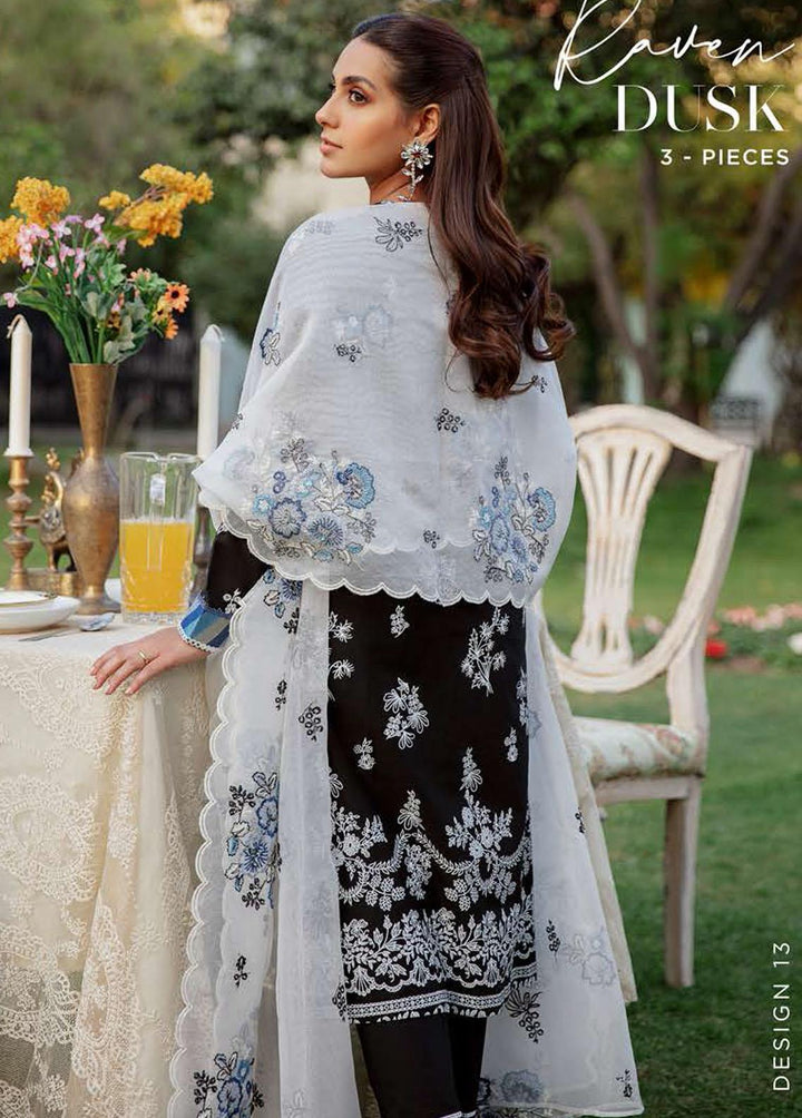 Mehrbano By Cross Stitch Embroidered Lawn Suits Unstitched 3 Piece CS22ME 13 RAVEN DUSK - Premium Collection
