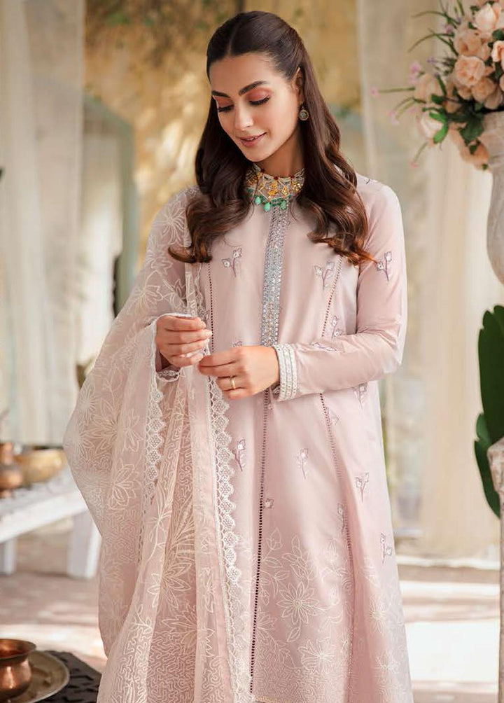 Mehrbano By Cross Stitch Embroidered Lawn Suits Unstitched 3 Piece CS22ME 15 STERLING VVHISPER - Premium Collection