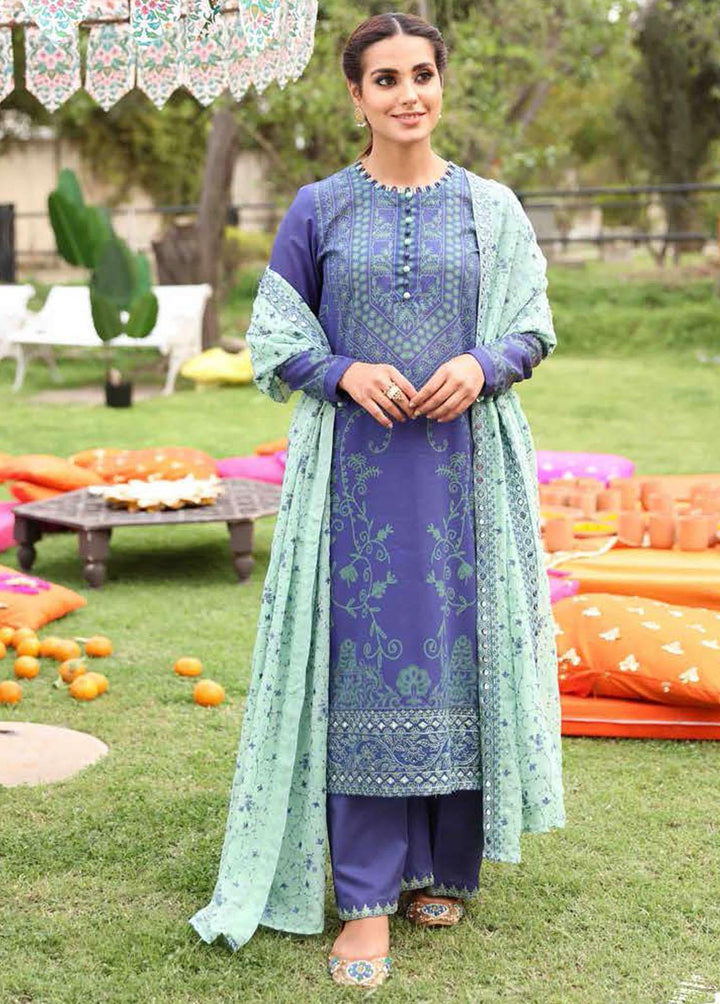 Mehrbano By Cross Stitch Embroidered Lawn Suits Unstitched 3 Piece CS22ME 19 MARINE HUES - Premium Collection