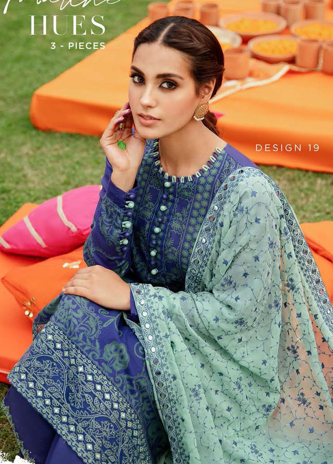 Mehrbano By Cross Stitch Embroidered Lawn Suits Unstitched 3 Piece CS22ME 19 MARINE HUES - Premium Collection