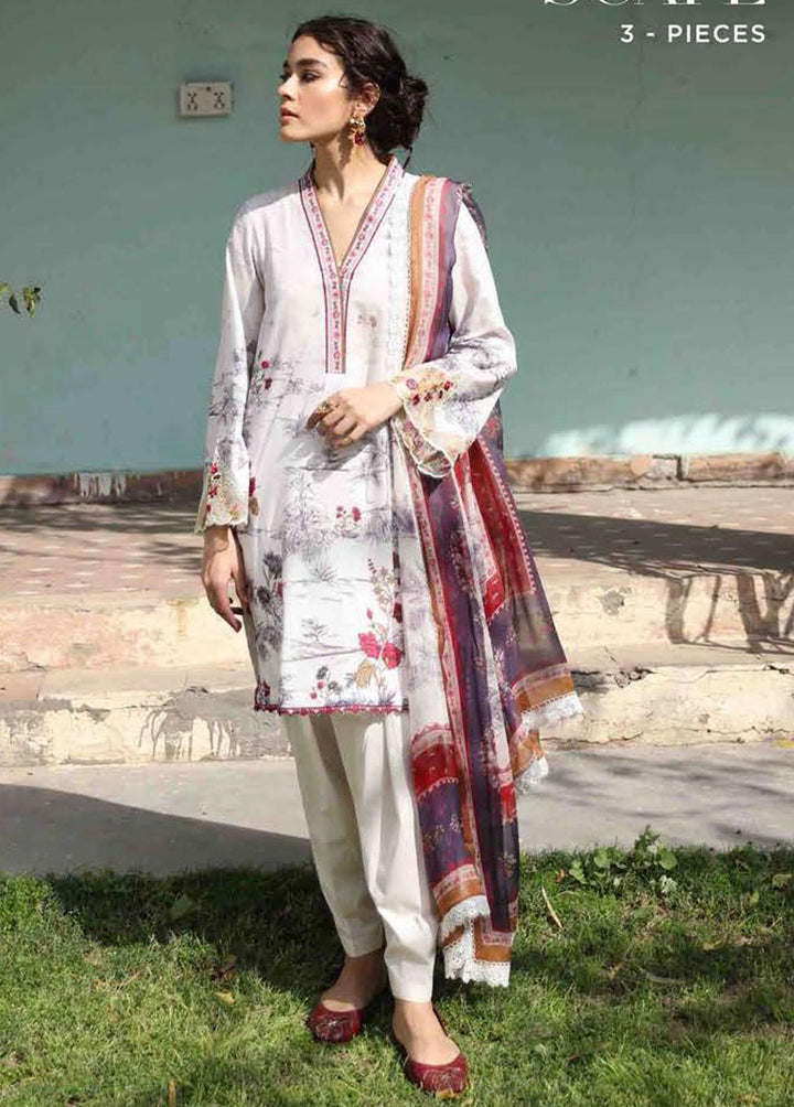 Mehrbano By Cross Stitch Embroidered Lawn Suits Unstitched 3 Piece CS22ME 22 TAVI/NY SCAPE - Premium Collection