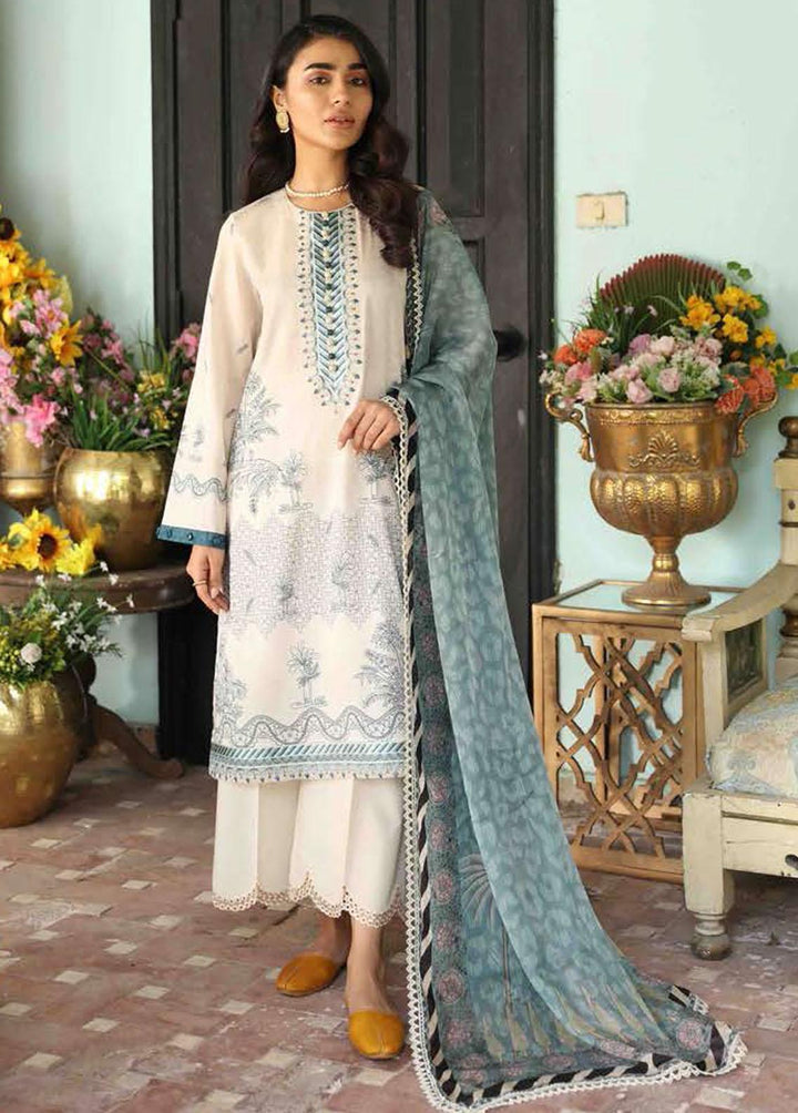 Mehrbano By Cross Stitch Embroidered Lawn Suits Unstitched 3 Piece CS22ME 23 TIMBER TEAL - Premium Collection