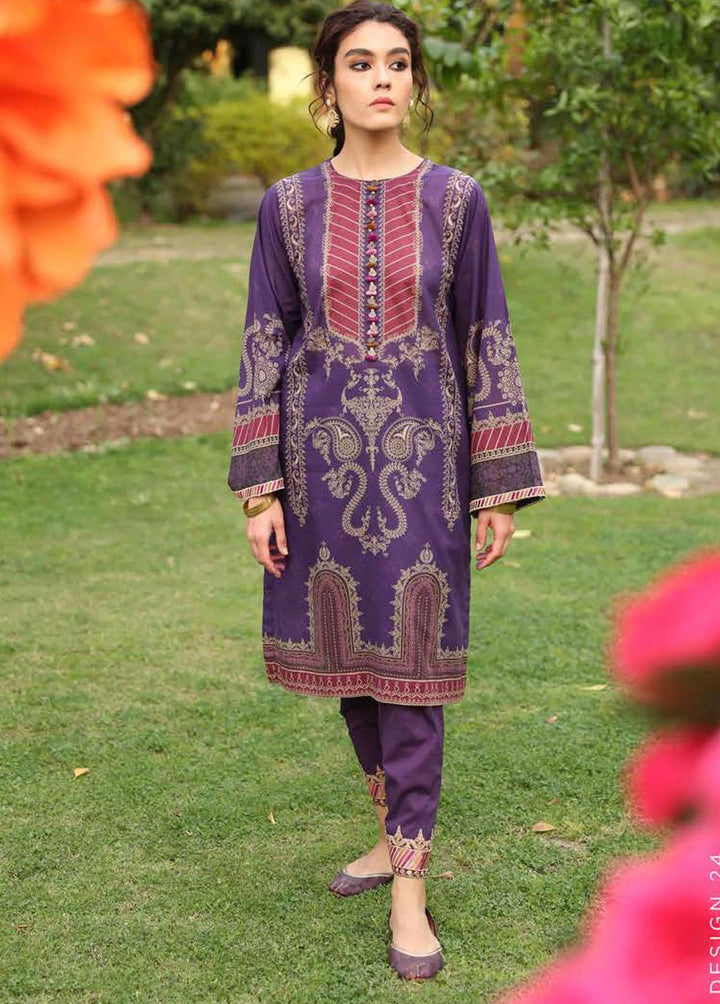 Mehrbano By Cross Stitch Embroidered Lawn Suits Unstitched 2 Piece CS22ME 24 ANTIQUE PLUM - Premium Collection