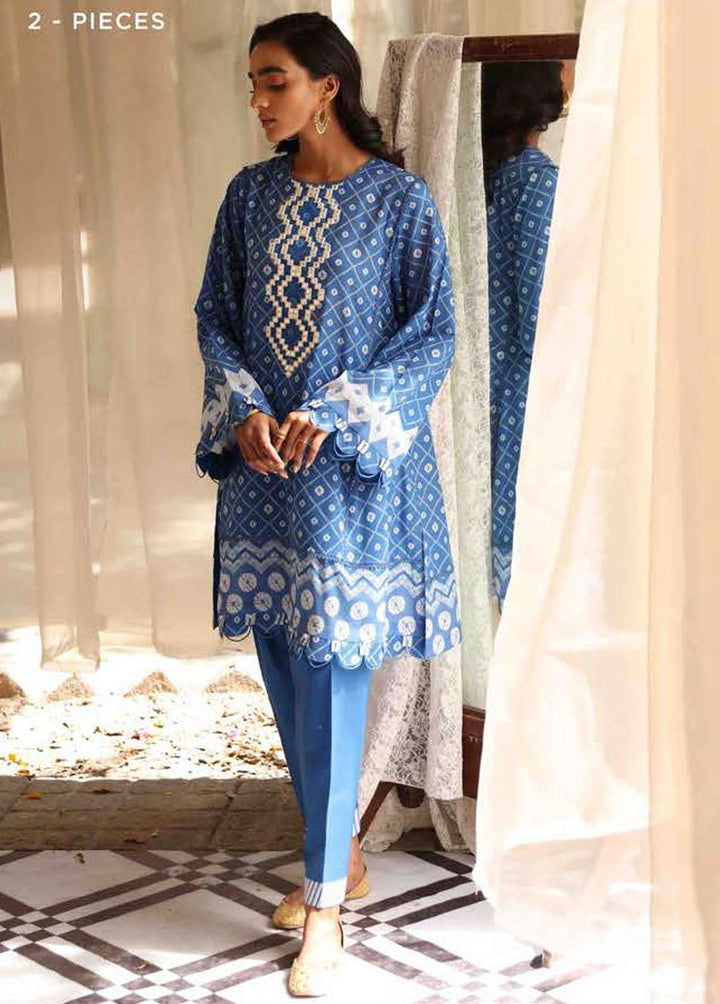 Mehrbano By Cross Stitch Embroidered Lawn Suits Unstitched 2 Piece CS22ME 25 ETHNIC BLUE - Premium Collection