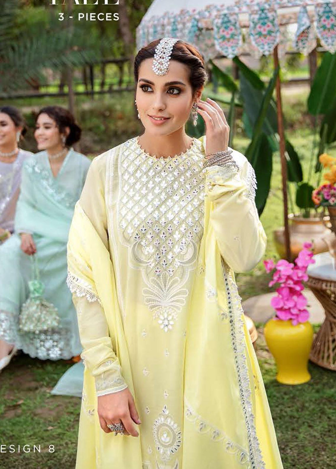 Mehrbano By Cross Stitch Embroidered Lawn Suits Unstitched 3 Piece CS22ME 08 CANARYTALE - Premium Collection