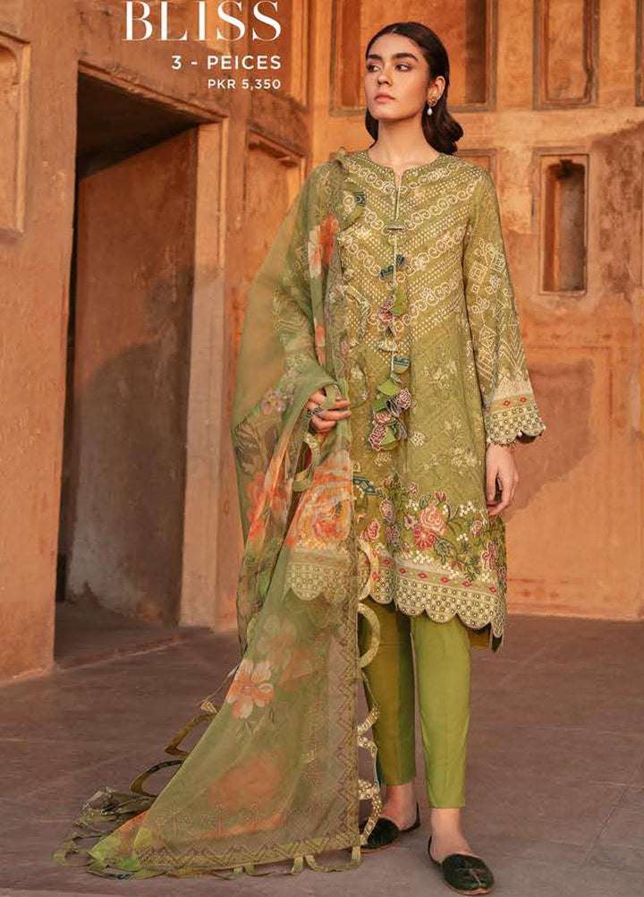 Mehrbano By Cross Stitch Embroidered Lawn Suits Unstitched 3 Piece CS22ML AMBIENT BLISS - Premium Collection